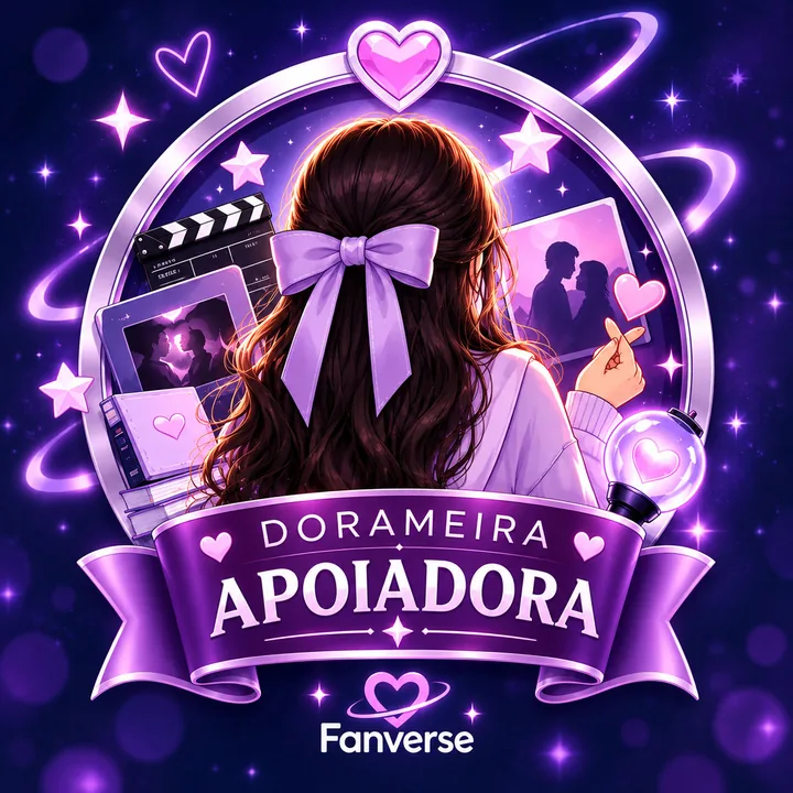 Emblema roxo neon da Dorameira Apoiadora