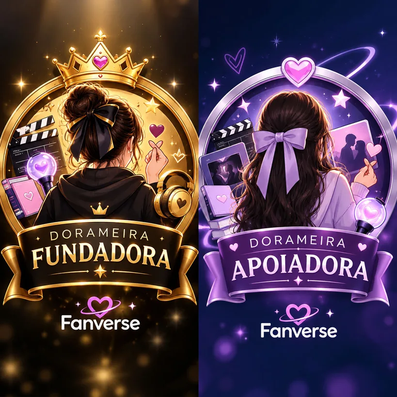 Emblemas Fanverse dourado e roxo